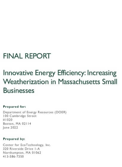 final report Innovative Energy Efficiency: Increasing Weatherization in Massachusetts Small Businesses cover