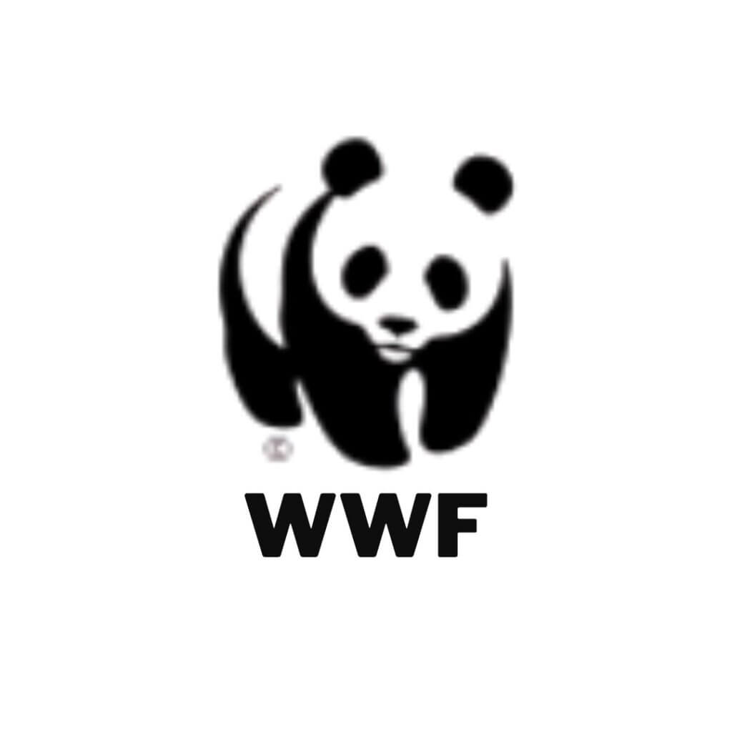 WWF logo. A black panda
