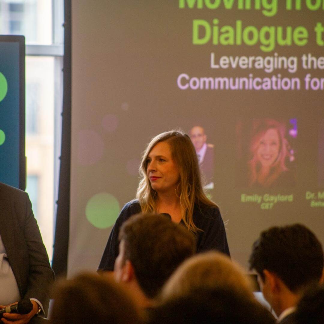 CET representative speaking during Climate Week NYC