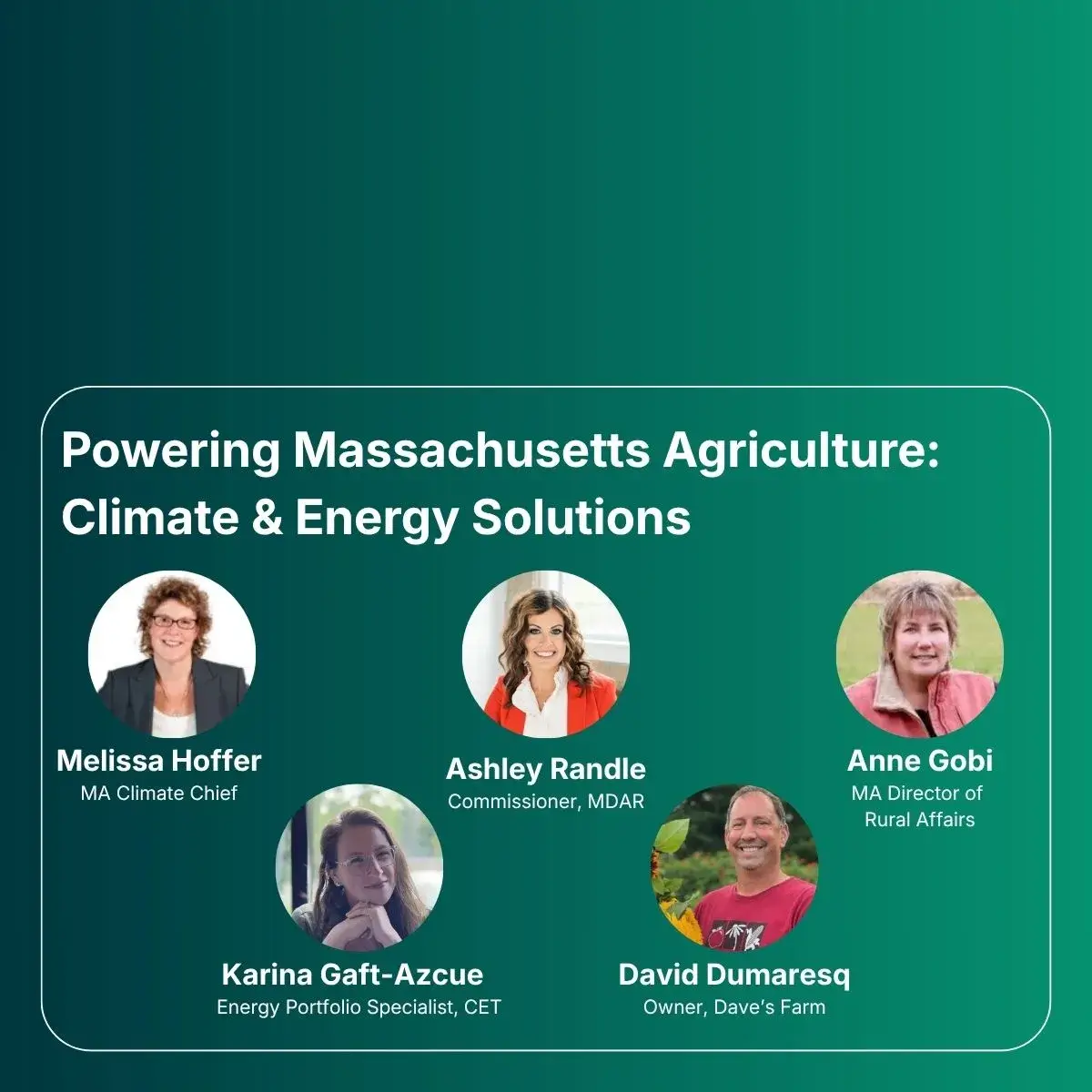 Promotional graphic for the in-person event Powering Massachusetts Agriculture on May 5 at Boston Public Market.
