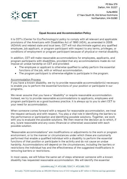 equal access and acommodation